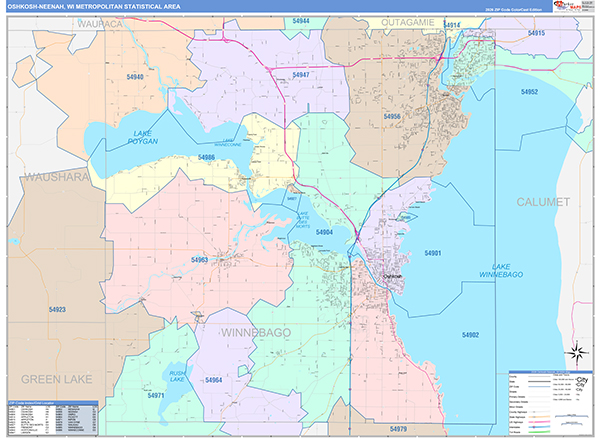 Oshkosh-Neenah Metro Area Wall Map